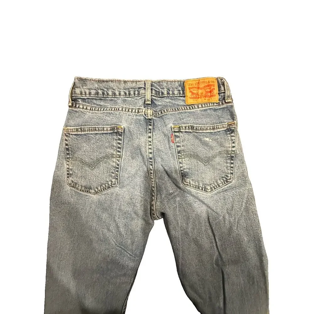 Levis 514 Mens 31x32 Light Wash Blue Denim Jeans Straight Fit Red Tab